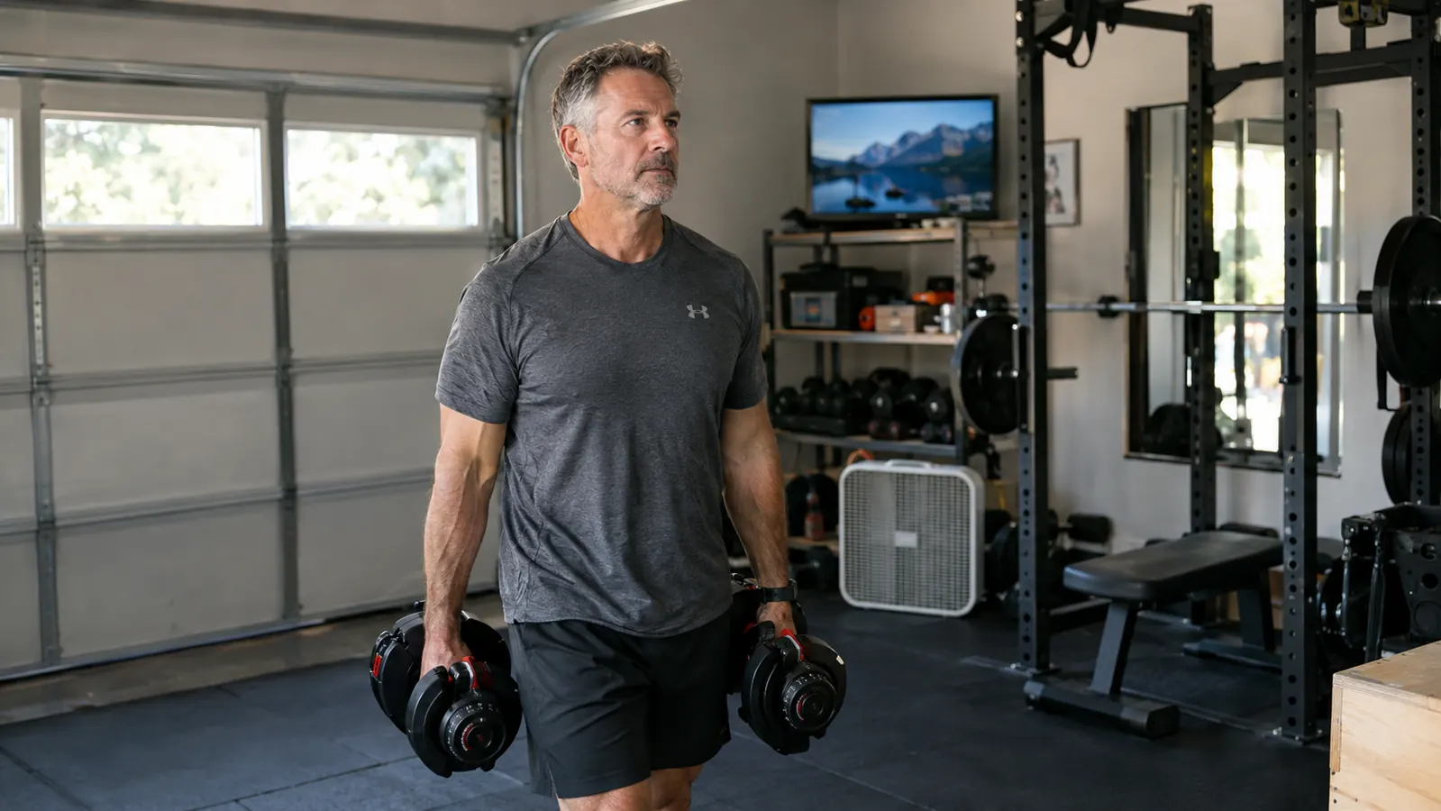 How One Busy Dad Rebuilt a Garage Gym With PowerBlocks